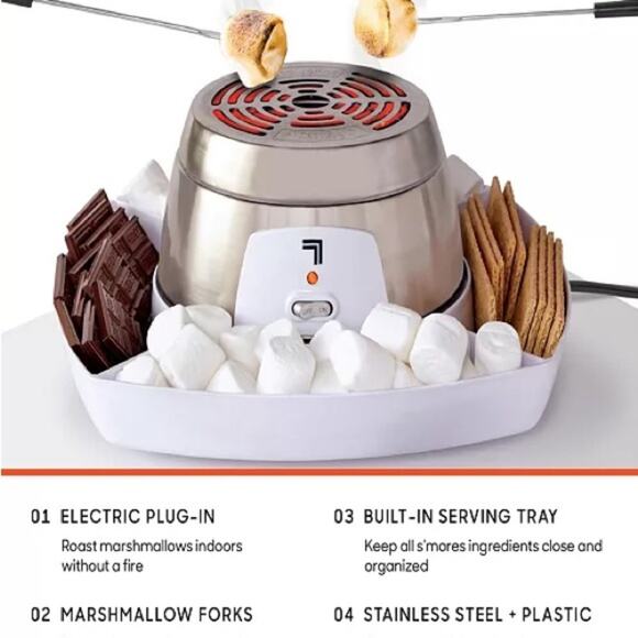 NEW SHARPER IMAGE White Silver Stainless Steel Electric Smores Maker Fondue Fork - Picture 6 of 9